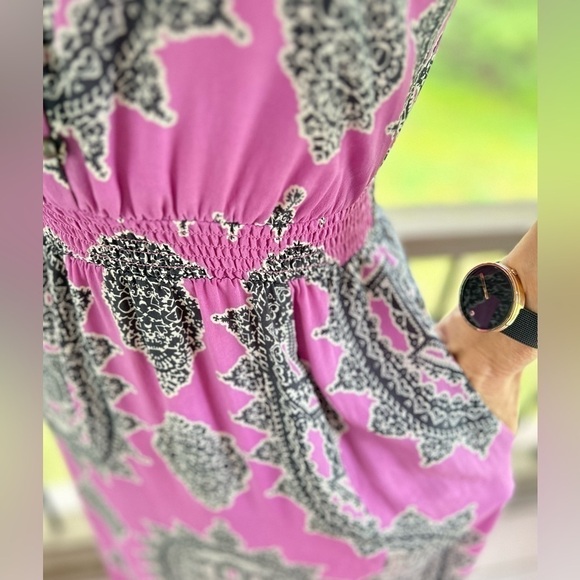 LAST CHANCE Maeve Annas Dress Size Small Midi Silk Spaghetti Straps Pockets - Picture 8 of 12